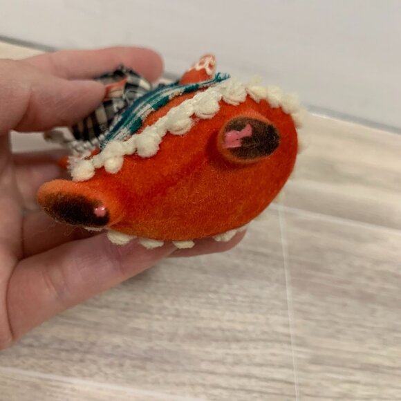 Vintage Flocked Blow Mold head Cottage Grandma Ornament - Picture 5 of 7